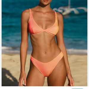 Orange Pink Two-Color Gradient Bikini Set  Small